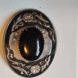 Black Floral Western Belt Buckle